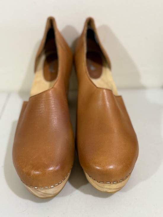 Free People Shoes - Free People Cognac Leather Platform Clog Mules